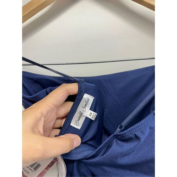 Emerald Sundae Mesh Panel Maxi Dress Size Extra Small Blue Side Slit Gown NEW - Picture 8 of 8